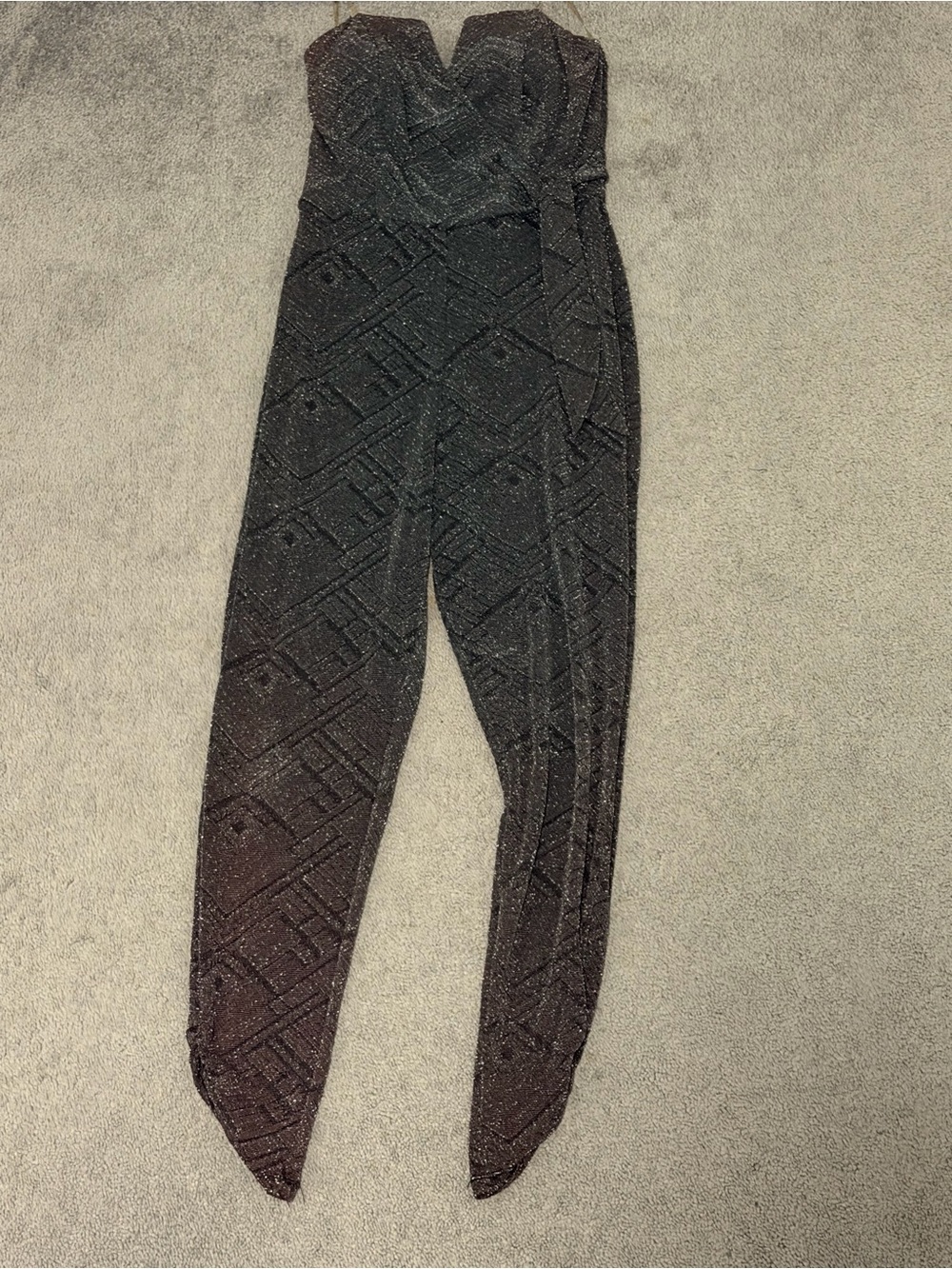 Strapless Grey Sparkle Jumpsuit
